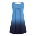 thumbnail image 4 of Dvkptbk Robe d'Été Décontractée pour Femme 2024 à Col Rond, Manches Courtes, à Blocs de Couleur, Robe de Plage Boutonnée, Ourlet Évasé, Fluide, Plissée, T-Shirt, Midi, Courte, 4 of 4