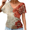 thumbnail image 1 of Weiqiqre T-Shirts à Col en V pour Femmes Chemises à Manches Courtes Blouse à Col en V Froncée Tenue de Bureau Décontractée Tuniques Basiques, 1 of 6