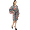 thumbnail image 1 of Bimba Robe Kimono Jaune à Manches Longues pour Femme avec Ceinture, Cache-Maillot de Mariée Enveloppant - 14, 1 of 5