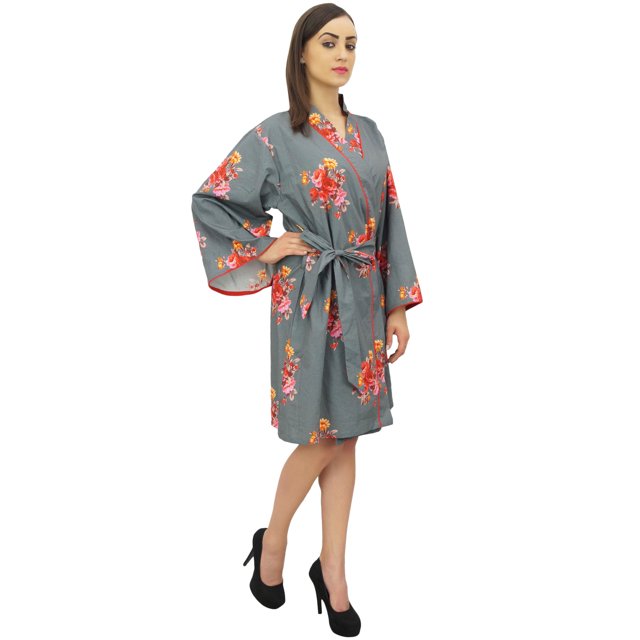 Bimba Robe Kimono Jaune à Manches Longues pour Femme avec Ceinture, Cache-Maillot de Mariée Enveloppant - 14
