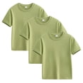 thumbnail image 1 of Plebaso Lot de 3 T-Shirts en Coton pour Enfants, Manches Courtes, Col Rond, Chandails Décontractés Unis Basiques, Hauts pour Unisexe, 1 of 6
