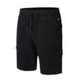 thumbnail image 3 of Mens Shorts Casual Solid Color Pocket High Waist Drawstring Knee Length Shorts Pants with Multi Pockets, 3 of 5