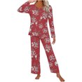 thumbnail image 4 of RKSTN Ensembles de Pyjama pour Femmes 2 Pcs Imprimé Col Rond Manches Courtes Chemise de Nuit et Ensembles Pantalon Vêtements de Détente Pyjamas avec Poches Pyjamas Doux et Confortables, 4 of 5