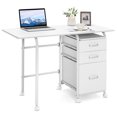 thumbnail image 1 of Gymax Folding Computer Laptop Desk Wheeled Home Office Furniture w/3 Drawers White, 1 of 10