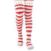 FhsagQ Socks Women Socks Socks Fuzzy over Knee Cartoon Thigh High Home Socks Winter Socks Socks Women's Warm High Leggings Warm Socks Socks for Women Set with Robe Womens Socks Black Red One Size