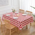 thumbnail image 2 of Red and White Checkered Tablecloth Spring Rectangle Buffalo Plaid Gingham Table Cloth - Oblong 60" X 120" Polyester Table Cover Reusable Water Resistant Wipeable for Summer Holiday Kitchen Decorations, 2 of 6