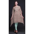 thumbnail image 3 of Bimba Kurti Asymétrique à Imprimé Floral Feuilles Vertes et Pivoines pour Femmes Robe d'Été Indienne Tunique Petit, 3 of 6