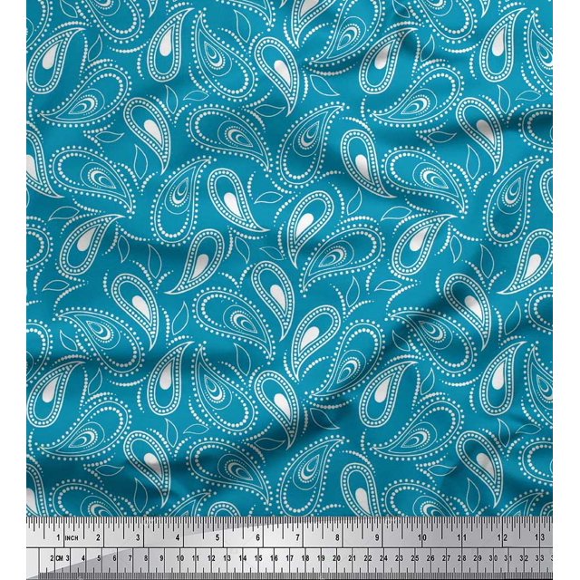Soimoi Modal Satin Fabric Dot & Paisley Fabric Prints by Yard 42 Inch Wide