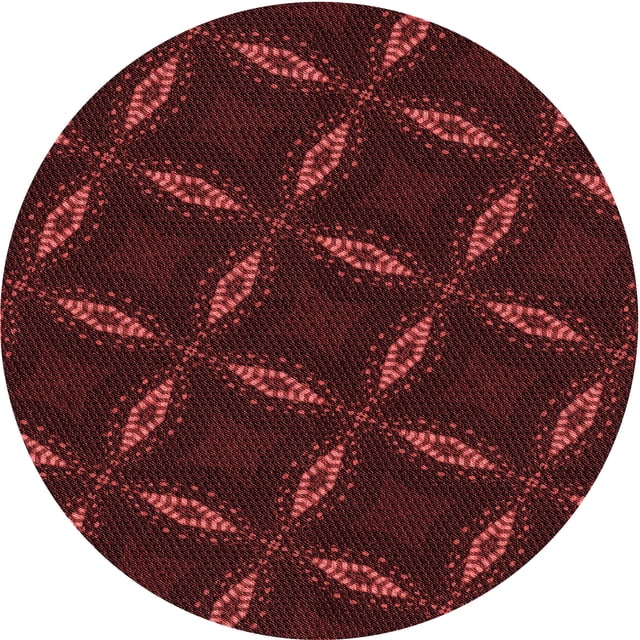Ahgly Company Tapis de Zone Rond d'Intérieur Lavable à la Machine, Transitionnel, Rouge Brique Feu, 4 Pieds Rond
