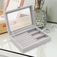 thumbnail image 3 of Jewelry Organizer Box Gift Large Organizer Box Large Capacity Capacity for Earring Birthdays Wedding Gray, 3 of 7