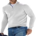 thumbnail image 1 of Men‘s Stand Collar Zipped Knit Sweater in Solid Color, 1 of 3