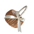 thumbnail image 2 of Wicker Rattan Flower Basket Bow Knot Handwoven with Hoop Handle Hamper Eggs Candy Garden Storage for Wedding Party White L, 2 of 10