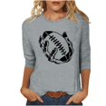 thumbnail image 3 of QATAINLAV T-Shirts Graphiques de Rugby pour Femmes Jour de Match 2025 Été Manches 3/4 Hauts Coupe Ample Décontractés Col Rond Blouses Tenues de Vacances Prime Aujourd'hui Gris TTTTG, 3 of 5
