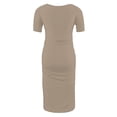 thumbnail image 4 of yoeyez Liquidation de Vêtements de Maternité Robe Grande Taille Femme Manches Courtes Col Rond Robe Simple Shower de Bébé Tenue Quotidienne Robe Soleil Robe Moulante Froncée Midi Robes Ajustées Gris,G, 4 of 7