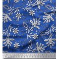 thumbnail image 1 of Soimoi Poly Georgette Fabric Leaves & Floral Block Print Fabric by Yard 42 Inch Wide, 1 of 3