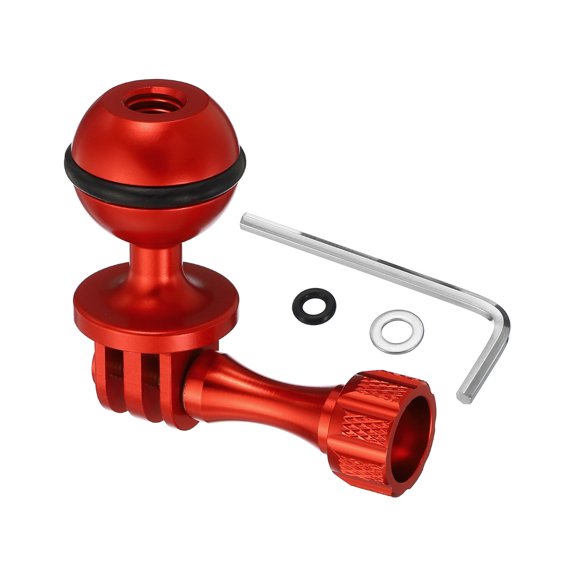 Unique Bargains Adaptateur de Support de Balle pour Caméra d'Action, Tête de Balle Rotative pour Caméra D\'action Style 2, Rouge, 1 Ensemble