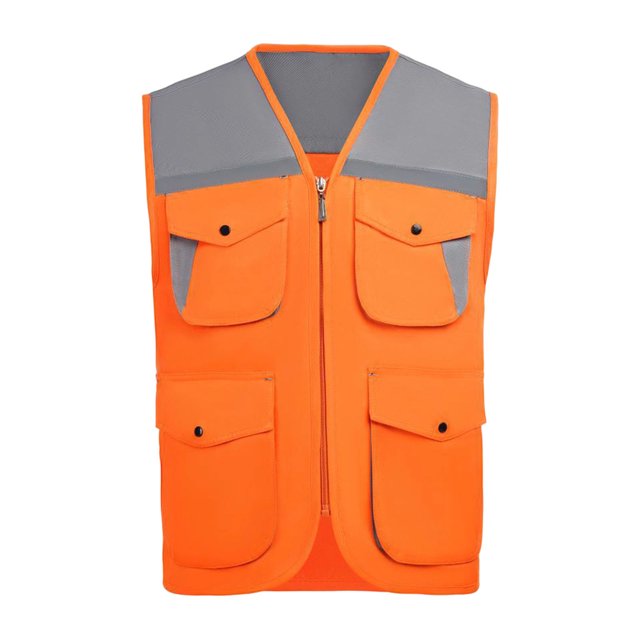 Mineart Safety Vest for Men Reflective Hi Vis Zip Up Work Waistcoat Multi Pocket for Outdoor Working