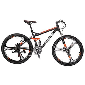 Mountain Bike，Full Suspension Mountain Bike 27.5 Inch Wheels 21 Speed Dual Disc Brakes Full Suspension Aldult for Mens Women Bicycle 3-Spoke Orange
