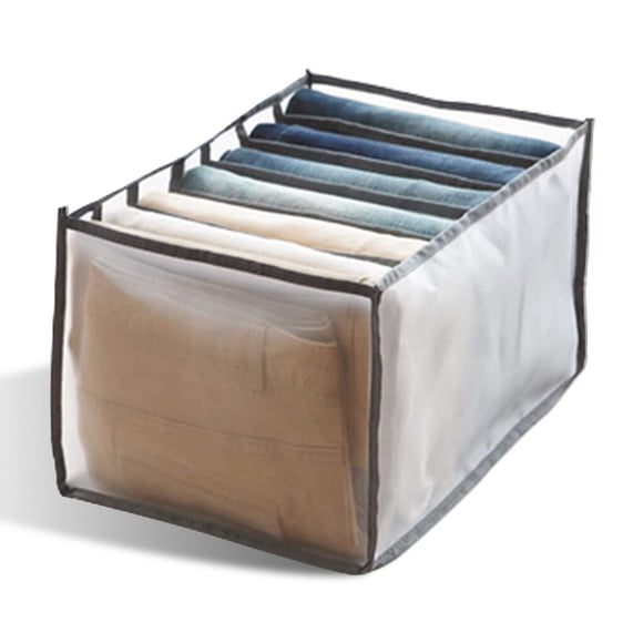Redempat 2 Pieces Mesh Clothes Organizer Closet Baskets Case Saving Clothing Bins Underwear Divider Pants Tops Box Bedroom Gray L
