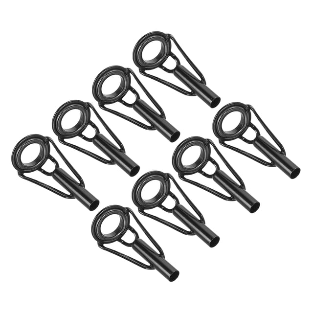 Unique Bargains Kit de Réparation d'Embout de Canne à Pêche en Acier Inoxydable 3,4 mm, Guide d'Anneau de Perche, Remplacement, Noir, Lot de 8