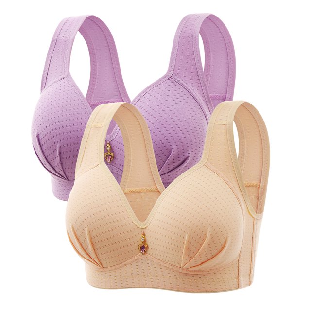 DecSea 2 Pcs Soutien-Gorge Brodé Brillant Confortable Respirant Sans Armatures
