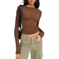 thumbnail image 1 of ORUYROP Womens Long Sleeve Fall Fashion 2023 Crop Tops Basic Layering Workout Slim Fitted T Shirts Y2K Tops, 1 of 5