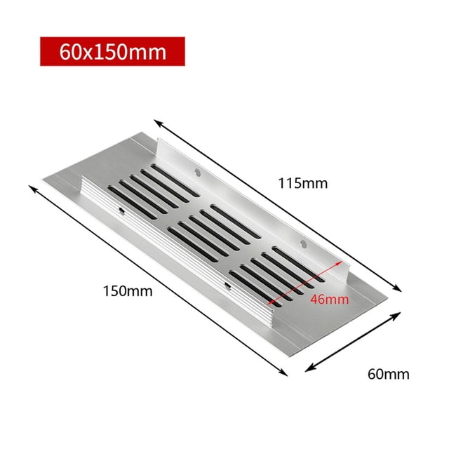 Bgsha 60mm Aluminium Rectangular Cabinet Wardrobe Air Vent Grille Ventilation-Cover