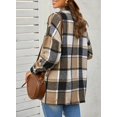 thumbnail image 2 of ORUYROP Womens Long Sleeve Plaid Shirts Flannel Lapel Button Down Shacket Jacket Coats, 2 of 6