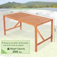 thumbnail image 3 of Gymax Rectangular Acacia Wood Dining Table 4-6 Person Patio 2'' Umbrella Hole Natural, 3 of 5