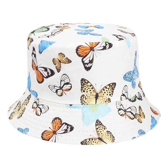 Birdeem Chapeau de Protection Solaire d'Été Mode Imprimé Papillon Chapeau de Pêcheur Seau Extérieur