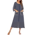 thumbnail image 1 of Faithtur Robe de Nuit d'Été pour Femme Grande Taille à Rayures Col Rond Fermeture Éclair Jupe de Sommeil, 1 of 5