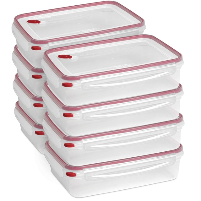 Sterilite Contenant Rectangulaire de Rangement pour Aliments UltraSeal de 16 Tasses, Rouge (Lot de 8)