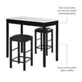 thumbnail image 3 of Linon Tifton 3 Piece Wood & Faux Marble Tavern Set Backless Stools in Black, 3 of 13