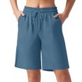 thumbnail image 1 of Summer Clearance! Womens Plus Size Pants,Summer Pants for Womens,Ladies' Summer Fashionable Design Casual And Comfortable High Waisted Loose Drawstring Multi Pocket Five Quarter Pants, 1 of 5