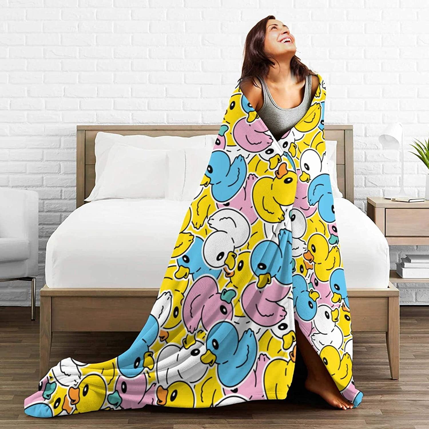 Colorful Rubber Ducks Throw Blanket Ultra Soft Warm All Season