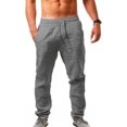 thumbnail image 1 of Avamo Men Pants Solid Color Trousers Drawstring Bottoms Plain Long Pant Outdoor Gray M, 1 of 7