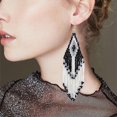 thumbnail image 3 of Drop Earrings Beaded Retro Creative Long Dangle Earrings Fringe Hoop Earrings, 3 of 10