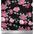 thumbnail image 2 of Soimoi Coton Cambric Roses & Feuilles Floral Imprimé Tissu à Coudre Yard 56 Pouces de Large, 2 of 3
