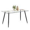 thumbnail image 1 of Gymax Modern Glass Dining Table Rectangular Dining Room Table W/Metal Legs For Kitchen Black, 1 of 10