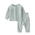 thumbnail image 1 of Penkiiy Tout-Petits Enfants Filles Garçons Doux Confortable Uni Molleton Chaud Raglan Vêtements de Nuit Pyjamas Pjs Ensemble 2 Pcs Vert Liquidation pour 18-24 Mois, 1 of 10