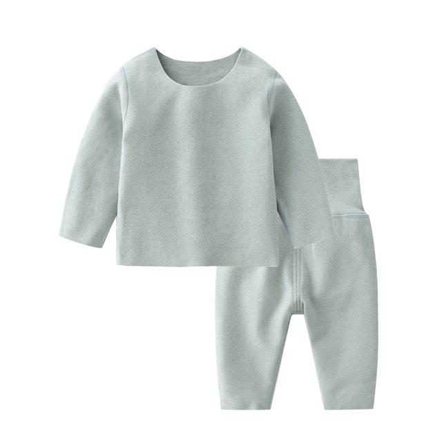 Penkiiy Tout-Petits Enfants Filles Garçons Doux Confortable Uni Molleton Chaud Raglan Vêtements de Nuit Pyjamas Pjs Ensemble 2 Pcs Vert Liquidation pour 18-24 Mois