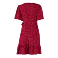 thumbnail image 2 of Kmbangi Robe à Pois Rouges pour Maman et Moi, Manches Courtes, Col en V, Ourlet à Volants, Été, Décontractée, Ligne A, Parent-Enfant, 2 of 9