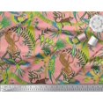 thumbnail image 2 of Soimoi Polyester Crepe Fabric Branches,Parrot & Leopard Jungle Printed Fabric 1 Yard 42 Inch Wide, 2 of 3