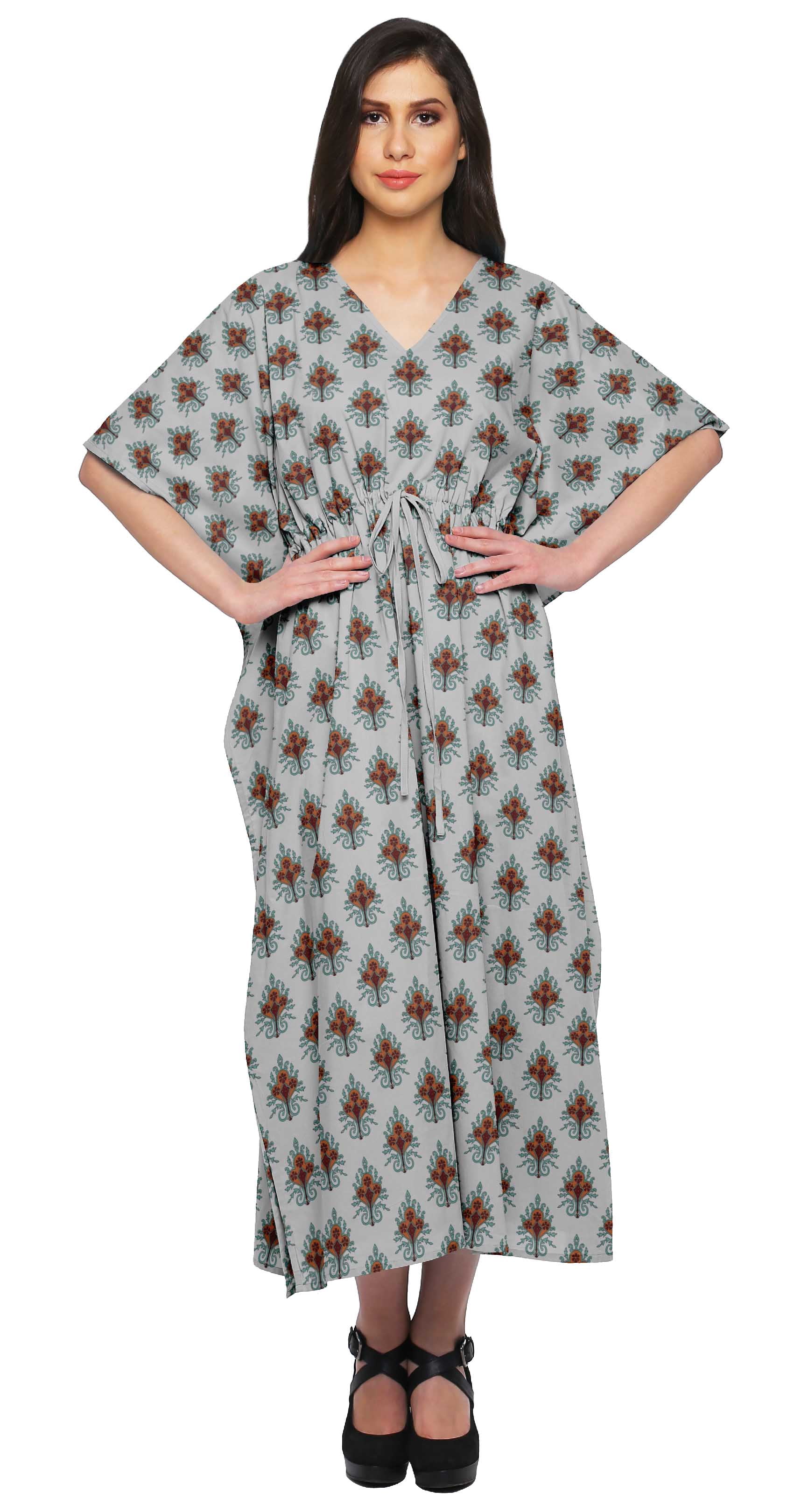 Moomaya Sortie de Plage Kaftan pour Bikini, Robe Caftan Longue Maxi pour Femmes - L-XL