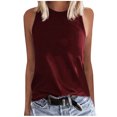 thumbnail image 1 of Débardeurs pour Femmes Sans Manches à Col Rond T-Shirts d'Été Décontractés Basiques Coupe Ample Couleur Unie Débardeurs d'Entraînement Blouses, 1 of 6