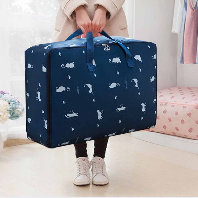 stanreset Sac de Rangement Sac de Voyage Pochette à Jouets Imperméable Accessoires Ménagers Polyvalents Design Épaissi Fournitures pour la Maison Chat Bleu, Tissu Oxford TTG