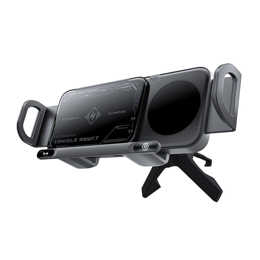 Wireless Car Charger, 2 in 1 Auto Rotating Phone Holder, 15W Fast Charging Auto Clamping Car Charger Cell Phone Holder Mount Vent for Most Phones H5N7