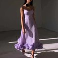 thumbnail image 3 of FcBaudy Camisole Sans Manches Robe Col en V, Robes d'Été pour Femmes, Robes pour Femmes Robe Ligne A avec Bretelles Ourlet Grand Robe de Soirée avec Bretelles Robe Col en V Robe pour Femmes, 3 of 8