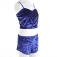 thumbnail image 3 of Women 2PCS Lingerie Set Slim Solid Sling Crop Top Short Elastic Band Pants, 3 of 9