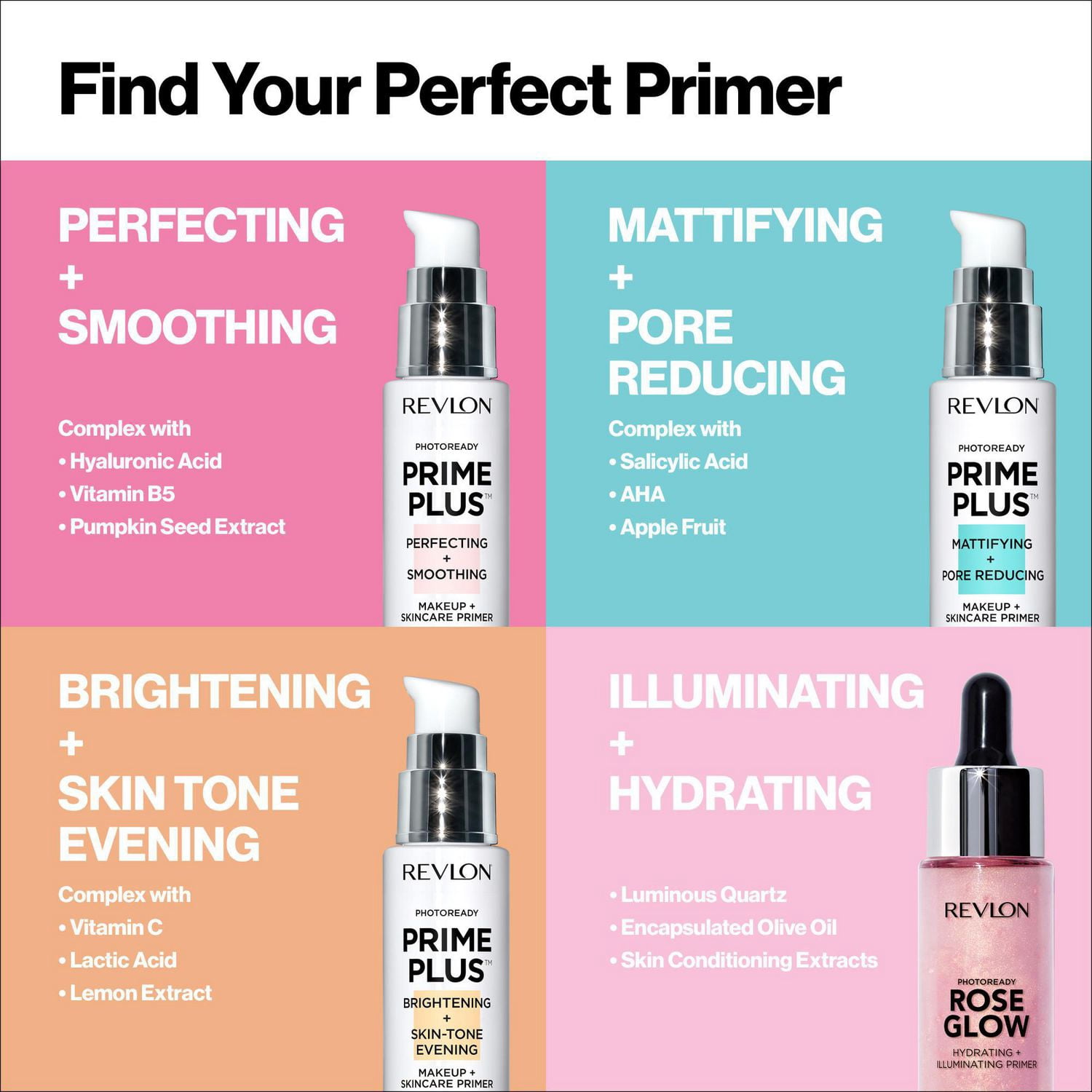 Revlon Photoready Prime Plus Éclaircissant + Maquillage de Soirée Teint + Base de Soin